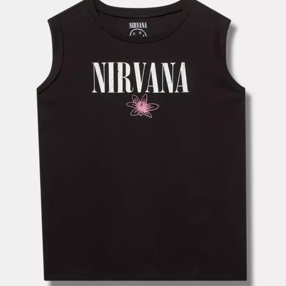 Torrid NIRVANA Cotton Roll Sleeve Tank